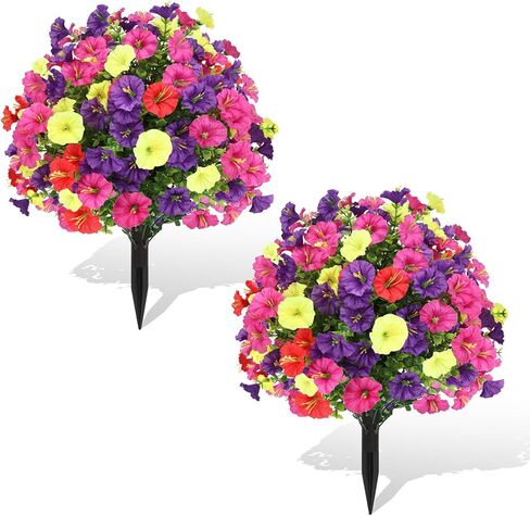 Artificial Topiary Lavender Ball Tree Outdoor Plants with Ground Spike 22"- UV Resistant Faux Shrubs, Eucalyptus Fake Plants for Indoor & Garden, Yard, Porch, Patio Decor-Pink in Saudi Arabia