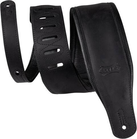 Levy's Leathers 3.25" Wide Butter Leather Guitar Strap; Black (PM32BH-BLK) in Saudi Arabia