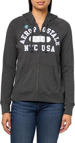 AEROPOSTALE womens Knit Arch Fleece Zip Front Fleece Hoodie in Saudi Arabia
