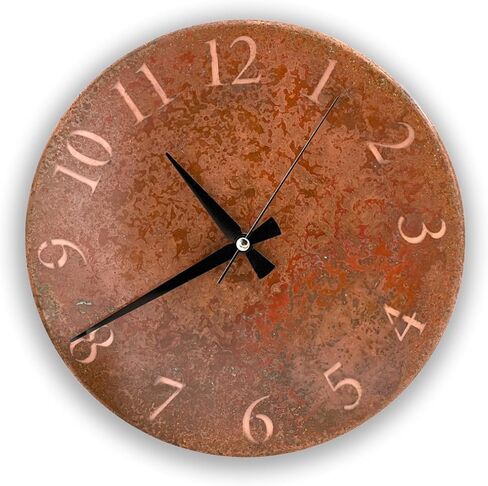 nooc art Handmade Pure Copper Wall Clock for Home Decoration, Decor Clock for Living Room, Bedroom and Kitchen, Rustic Decorative Mural Clock Art for Farmhouse (Rusty Numbers, 11) in Saudi Arabia
