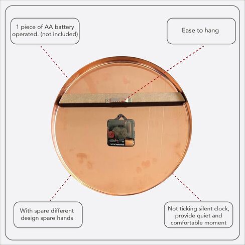 nooc art Handmade Pure Copper Wall Clock for Home Decoration, Decor Clock for Living Room, Bedroom and Kitchen, Rustic Decorative Mural Clock Art for Farmhouse (Rusty Numbers, 11) in Saudi Arabia