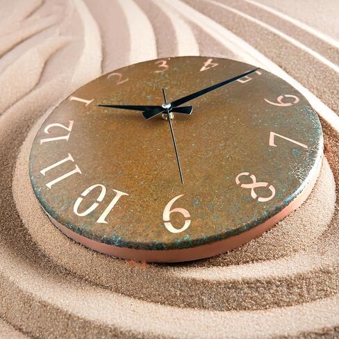 nooc art Handmade Pure Copper Wall Clock for Home Decoration, Decor Clock for Living Room, Bedroom and Kitchen, Rustic Decorative Mural Clock Art for Farmhouse (Rusty Numbers, 11) in Saudi Arabia
