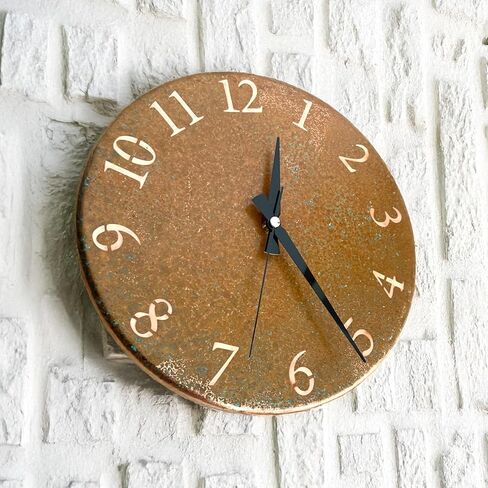 nooc art Handmade Pure Copper Wall Clock for Home Decoration, Decor Clock for Living Room, Bedroom and Kitchen, Rustic Decorative Mural Clock Art for Farmhouse (Rusty Numbers, 11) in Saudi Arabia