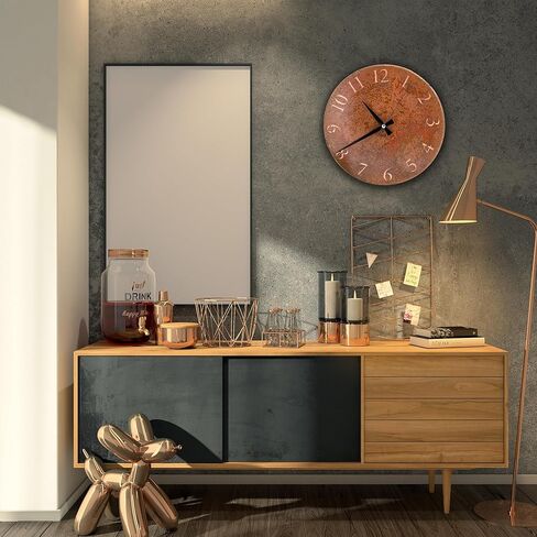 nooc art Handmade Pure Copper Wall Clock for Home Decoration, Decor Clock for Living Room, Bedroom and Kitchen, Rustic Decorative Mural Clock Art for Farmhouse (Rusty Numbers, 11) in Saudi Arabia