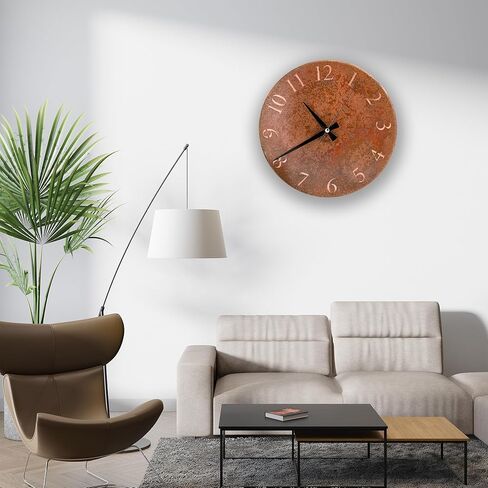 nooc art Handmade Pure Copper Wall Clock for Home Decoration, Decor Clock for Living Room, Bedroom and Kitchen, Rustic Decorative Mural Clock Art for Farmhouse (Rusty Numbers, 11) in Saudi Arabia