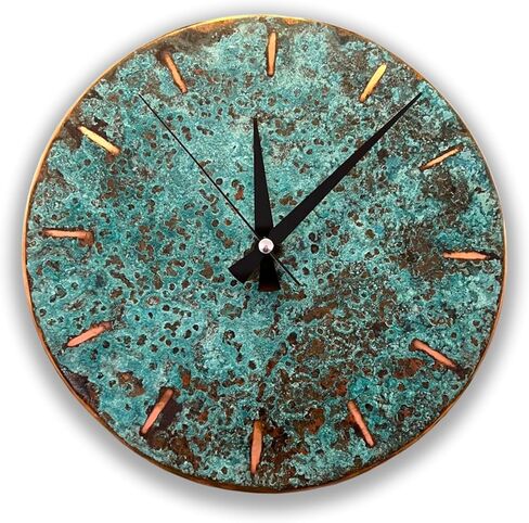 nooc art Handmade Pure Copper Wall Clock for Home Decoration, Decor Clock for Living Room, Bedroom and Kitchen, Rustic Decorative Mural Clock Art for Farmhouse (Rusty Numbers, 11) in Saudi Arabia