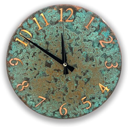 nooc art Handmade Pure Copper Wall Clock for Home Decoration, Decor Clock for Living Room, Bedroom and Kitchen, Rustic Decorative Mural Clock Art for Farmhouse (Rusty Numbers, 11) in Saudi Arabia