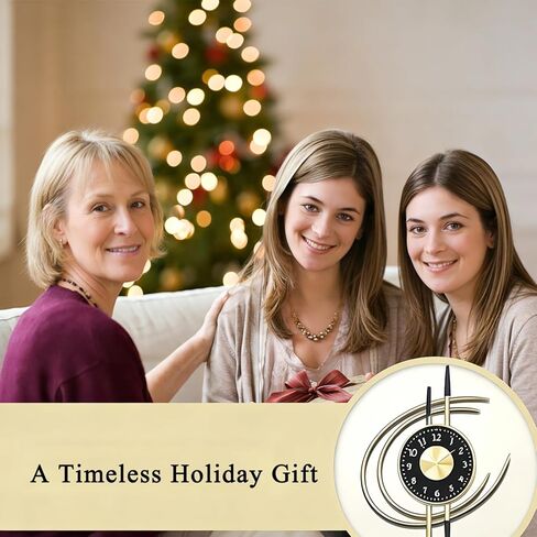 QHENS Large Wall Clocks for Living Room, Modern Wall Clock Black Gold Battery Operated 21"x16", Decorative ＆ Easy to Read, Silent Non-Ticking, for Bedroom, Office in Saudi Arabia