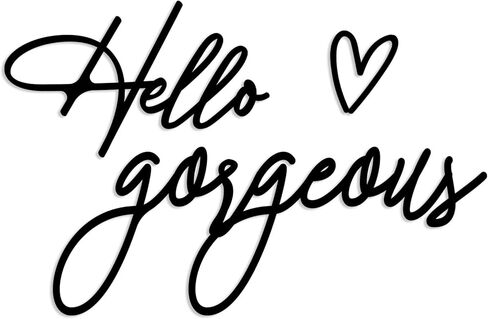 Oubasa Hello Gorgeous with Bow Signs, Small Pink Metal Lettters Wall Art Decor Minimalist Decoration, Metal Hello Gorgeous Sign for Bathroom Office Bedroom Bathroom Home Decor in Saudi Arabia