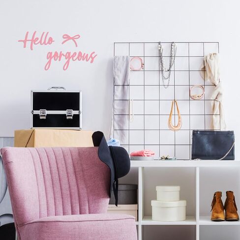 Oubasa Hello Gorgeous with Bow Signs, Small Pink Metal Lettters Wall Art Decor Minimalist Decoration, Metal Hello Gorgeous Sign for Bathroom Office Bedroom Bathroom Home Decor in Saudi Arabia