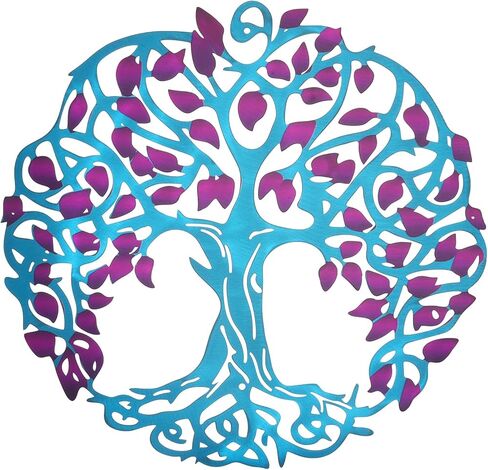 PATIKIL Metal Tree Wall Decor, Tree of Life Wall Sculpture Ornament Hanging Wall Decoration for Home Indoor Outdoor, Red Black in Saudi Arabia