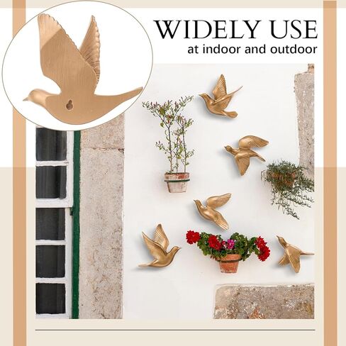 Kathfly 5 Pcs Bird Wall Decor, Resin Gold Bird 3D Wall Art, Flying Swallow Designs with Antique Patina Metal Look Resin Sculpture, Includes Mounting Hardware for Living Room & Bedroom in Saudi Arabia