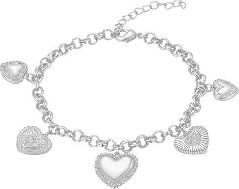 أساور Eesphy Love Heart Link للنساء، سوار ساحر مطلي بالذهب عيار 18 قيراط مع 108 قطعة كريستال نمساوي، هدية مجوهرات عصرية من حجر الشفاء لها، سلسلة رولو مزدوجة 7 بوصات + موسع 2 بوصة in Saudi Arabia