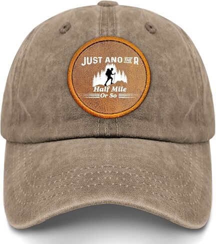 Just Another Half Mile Or So Leather Patch Baseball Cap for Grandpa Humor in Saudi Arabia