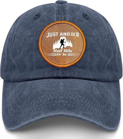 Just Another Half Mile Or So Leather Patch Baseball Cap for Grandpa Humor in Saudi Arabia