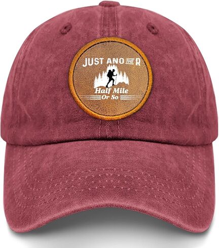 Just Another Half Mile Or So Leather Patch Baseball Cap for Grandpa Humor in Saudi Arabia