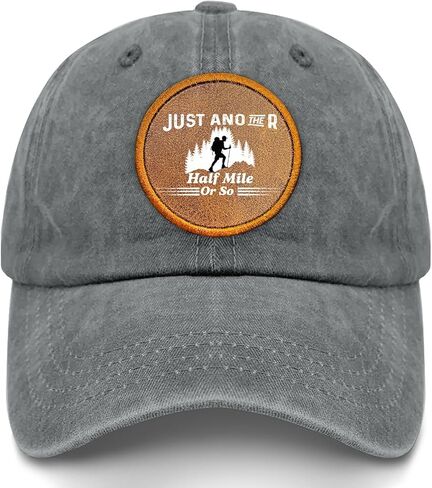 Just Another Half Mile Or So Leather Patch Baseball Cap for Grandpa Humor in Saudi Arabia