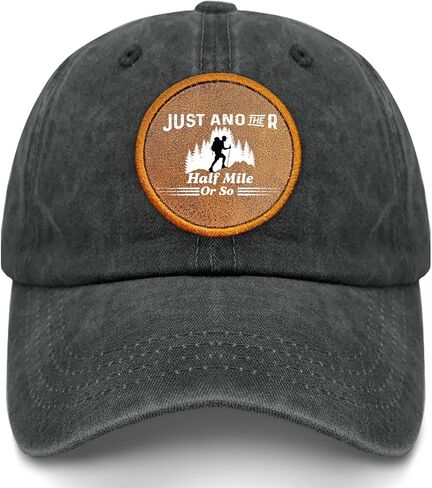 Just Another Half Mile Or So Leather Patch Baseball Cap for Grandpa Humor in Saudi Arabia