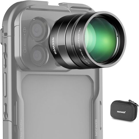 NEEWER 1.55x Blue Anamorphic Lens Compatible with iPhone Android Samsung, Phone Camera Accessories with 17mm Threaded Lens Clip & 58mm Filter Adapter Ring, Cinematic Wide Screen Effect, LS-43 Ultra in Kuwait