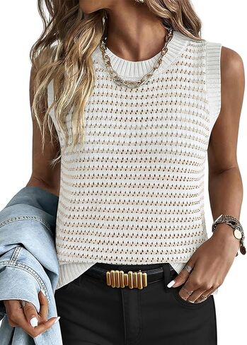 ANRABESS Womens Sweater Vest Top Striped Sleeveless Lightweight Knit Tank Tops 2026 Summer Spring Clothes Vacation Outfits in Saudi Arabia