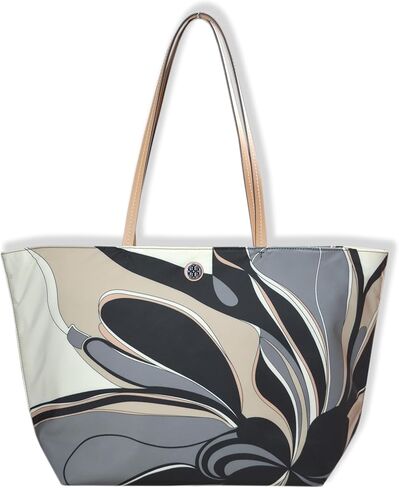 Tory Burch Womens 170266 Printed Ella Large Nylon Tote Bag, Black Twisty Floral (O/S) in Saudi Arabia