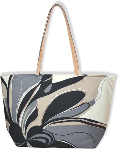 Tory Burch Womens 170266 Printed Ella Large Nylon Tote Bag, Black Twisty Floral (O/S) in Saudi Arabia