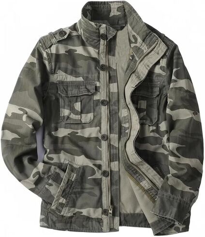 IronReach Men's Military Tactical Jacket Cotton Vintage Washed Field Jacket, Sturdy Utility Shirt Jacket Outdoor Daily Wear in Saudi Arabia