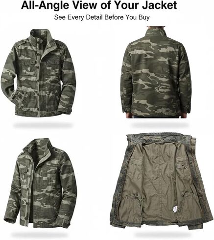 IronReach Men's Military Tactical Jacket Cotton Vintage Washed Field Jacket, Sturdy Utility Shirt Jacket Outdoor Daily Wear in Saudi Arabia