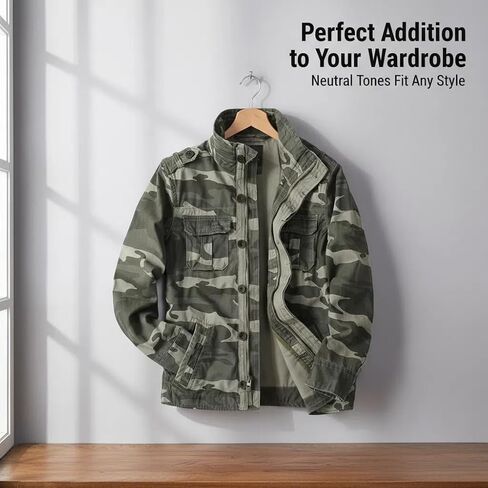 IronReach Men's Military Tactical Jacket Cotton Vintage Washed Field Jacket, Sturdy Utility Shirt Jacket Outdoor Daily Wear in Saudi Arabia