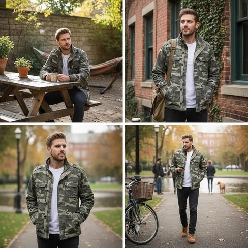 IronReach Men's Military Tactical Jacket Cotton Vintage Washed Field Jacket, Sturdy Utility Shirt Jacket Outdoor Daily Wear in Saudi Arabia