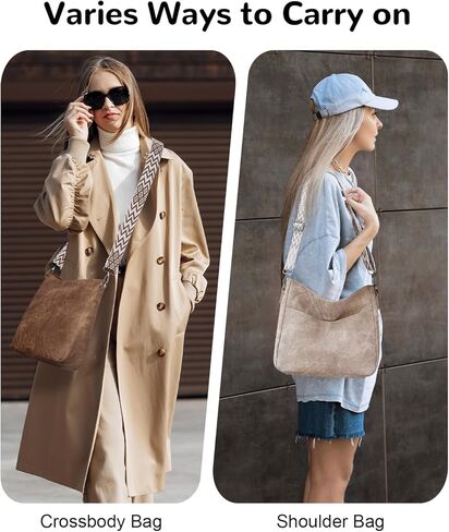 حقيبة كتف عصرية من Outplea Boho مع حزام جيتار عريض قابل للتعديل، حقيبة كروس ذات ملمس عتيق مع جيوب متعددة in Kuwait