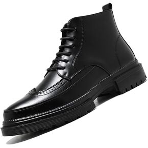 GEZYKAO Mens Brogue Wingtip Dress Boots Genuine Leather Business Oxford Boot Fashion Casual Chukka Ankle Boots Mid Top in Saudi Arabia