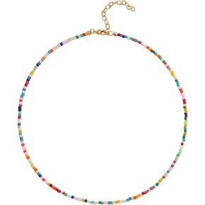 Wellike Freshwater Pearl Beaded Necklace for Women Handmade Boho Colorful Glass Beads Choker Necklace Stainless Steel 18K Gold Plated Bohemian Women Summer Jewelry Gifts in Saudi Arabia