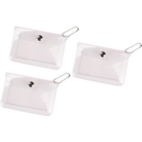 3 Pcs Clear Womens Card Holder Wallet Small Coin Purse Keychain Mini Change Pouch Credit Card Case Coin Purses and Pouches, Plastic PVC Coin Wallet in Saudi Arabia