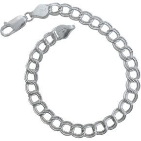 Milano Chains .925 Sterling Silver Italian Double Link Charm Bracelet 8" -5 mm Strong And Sturdy Links with Lobster Claw in Saudi Arabia