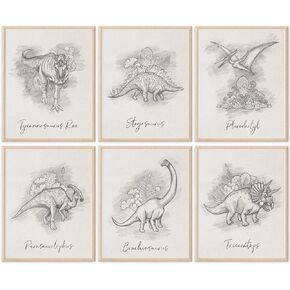 Dinosaur Watercolor Art Prints (Set of 4) - Unframed - 8x10s | Set includes Tyrannosaurus Rex (T-Rex), Triceratops, Stegosaurus, and Brachiosaurus | Kids Wall Decor in Kuwait