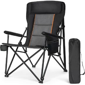 ALPHA CAMP Folding Camping Chairs for Adults Lawn Chairs Outdoor Chairs Support 225 LBS Portable Camp Chairs with Cup Holders Cooler Pouch for Outdoor, 2 Pack (Black) in Kuwait