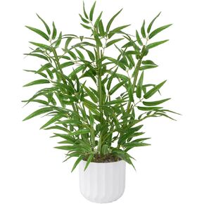 Luabue 22 بوصة نباتات صناعية داخلية للطاولة أعلى شجرة الخيزران الاصطناعي مع وعاء أبيض نبات بوعاء وهمي للمكتب ديكور المنزل غرفة المعيشة الداخلية مكتب المطبخ الحمام ديكور العداد in Kuwait