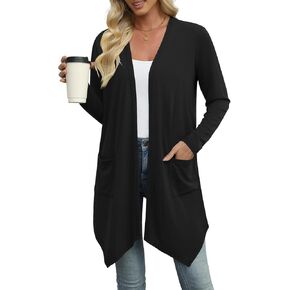 Leafsay Women's Lightweight Cardigan Sweaters Long Sleeve Casual Open Front Draped Cardigans with Pockets in Kuwait