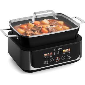 N61NA Nonstick Slow Cooker 7-Quart - PFOA-Free Ceramic-coated, 3 Heat Settings & Timer - Dishwasher & Oven Safe Pot for Effortless Cooking, Perfect for Family Meals & Parties in Kuwait