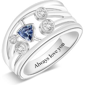 خاتم للأمهات شخصي مع 1-8 أحجار ميلاد مقلدة من الفضة الإسترليني محفورة حسب الطلب خواتم لأسماء العائلة للأم والجدة in Kuwait