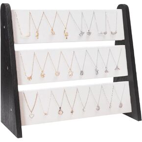 حامل قلادة 3 طبقة منظم القلادة منظمة منظم مع مخملية بيضاء ، وقلادة شاشة موقف للبيع ، رف حامل القلادة للشراء ، 72 قلادة أساور in Kuwait