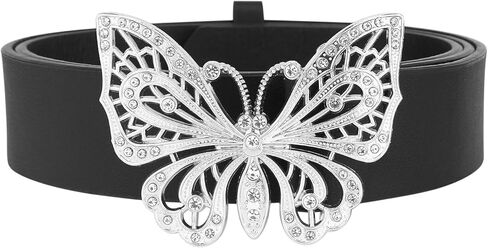 Elerevyo Women's Belts Fashion Versatile Rhinestone Butterfly Buckle Belt for Jeans Dresses in Saudi Arabia