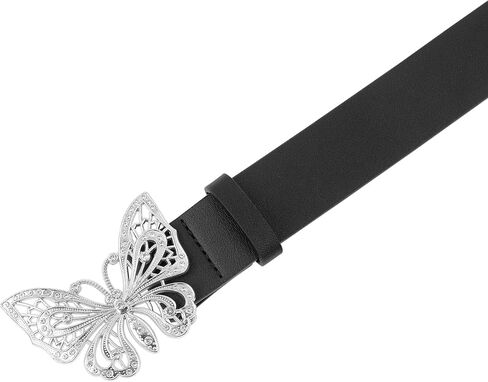 Elerevyo Women's Belts Fashion Versatile Rhinestone Butterfly Buckle Belt for Jeans Dresses in Saudi Arabia