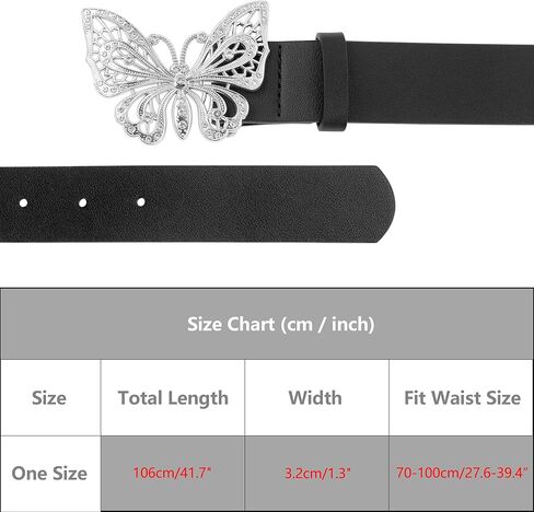 Elerevyo Women's Belts Fashion Versatile Rhinestone Butterfly Buckle Belt for Jeans Dresses in Saudi Arabia