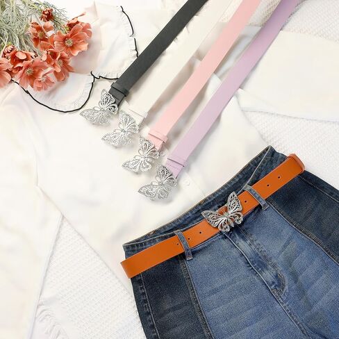 Elerevyo Women's Belts Fashion Versatile Rhinestone Butterfly Buckle Belt for Jeans Dresses in Saudi Arabia