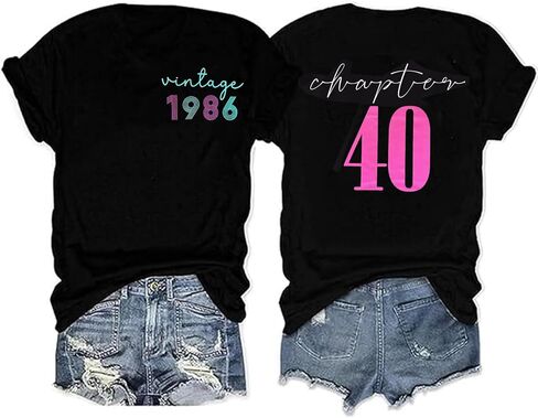 40th Birthday Gift T-Shirt Women Vintage 1985 Birthday Party Shirt Casual Short Sleeve 40 Bday Shirt Tee Tops in Kuwait