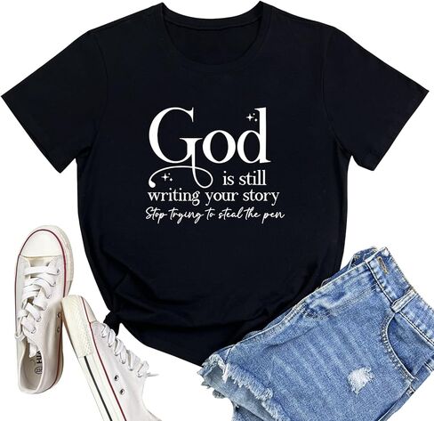 LOOKFACE Womens God is Still T Shirt Comfy Tops Graphic Tees in Saudi Arabia