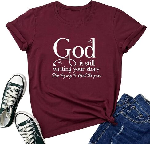 LOOKFACE Womens God is Still T Shirt Comfy Tops Graphic Tees in Saudi Arabia