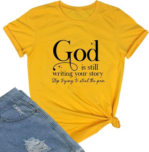 LOOKFACE Womens God is Still T Shirt Comfy Tops Graphic Tees in Saudi Arabia